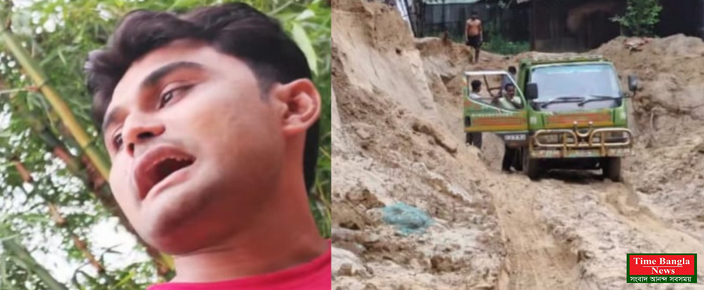 পি.এম খালীতে পাহাড় কেটে সাভার করছে সাগর নামে এক যুবক!