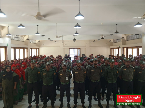 কালাইয়ে দুর্গাপূজা উপলক্ষে আনসার-ভিডিপির ব্রিফিং প্যারেড, দায়িত্বে ১৮০ সদস্য