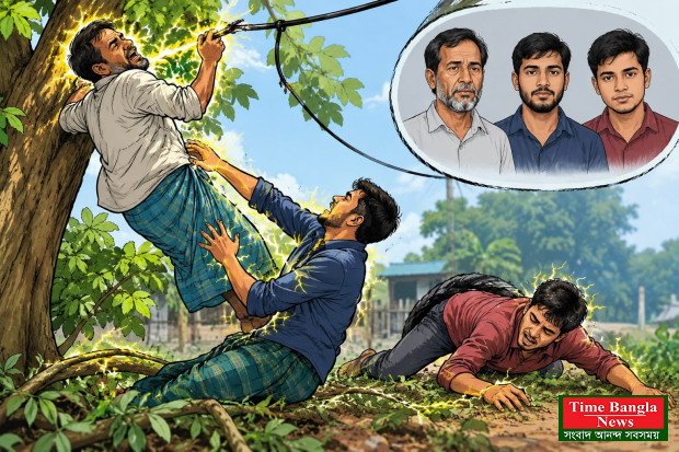 বাবাকে বাঁচাতে গিয়ে বিদ্যুৎস্পৃষ্টে প্রাণ গেল দুই ভাইয়ের, ভোলায় শোকের ছায়া।*